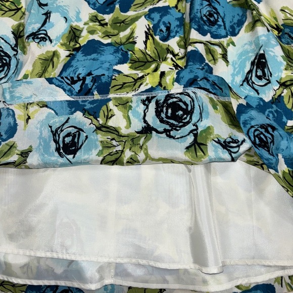 Talbots Floral Silk Dress Lagoon Blue Color Sz8 sleeveless careerwear - Picture 7 of 10